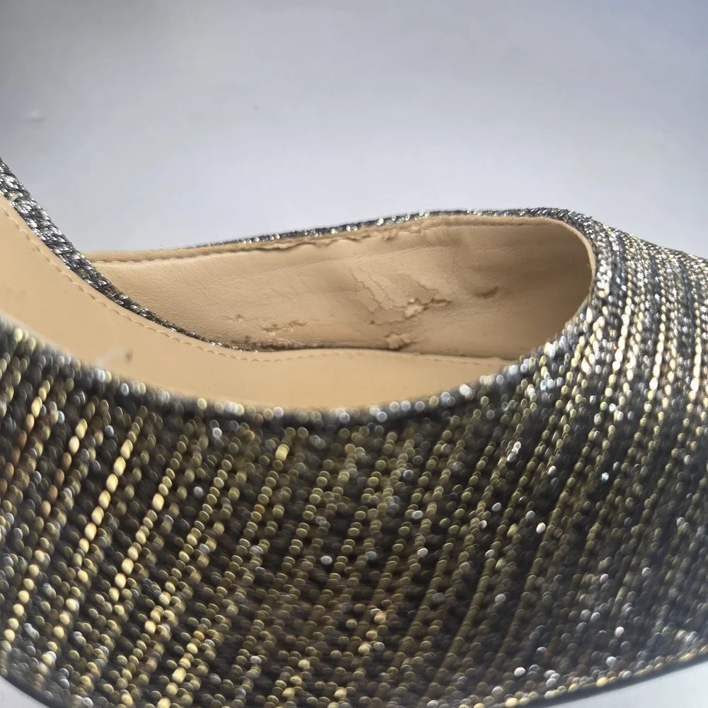 Michael Kors Ruthie D'Orsay Glitter Pointed Toe Pumps Heels 8.5M Silver